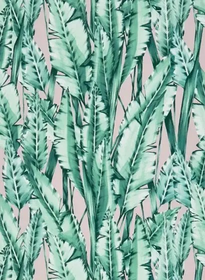 Osborne & Little Carta da parati Tiger Leaf - Mint / Blush