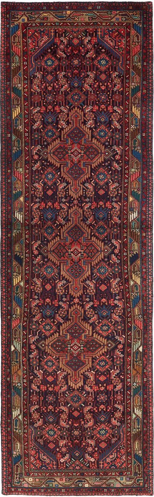 Hamedan Tappeto persiano 360 x 110 Blu (Iran) Annodato A Mano