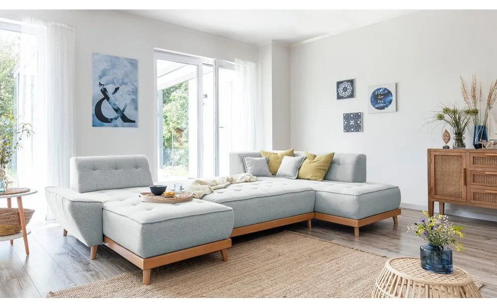 Divano letto a U grigio chiaro, angolo destro Dazzling Daisy - Miuform