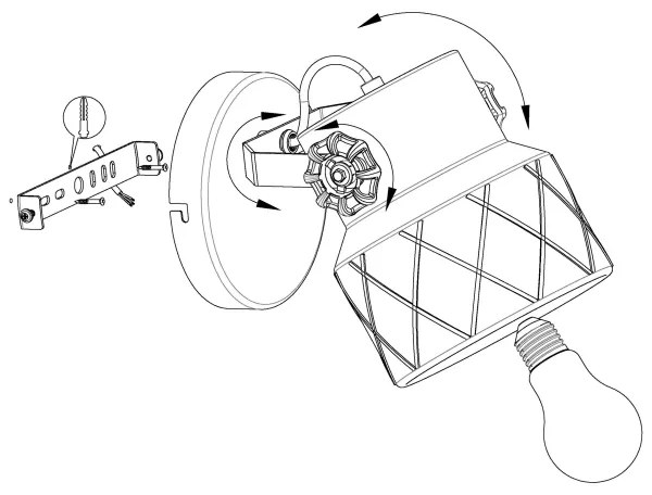 Eglo 39868 - Lampada da parete HILCOTT 1xE27/40W/230V