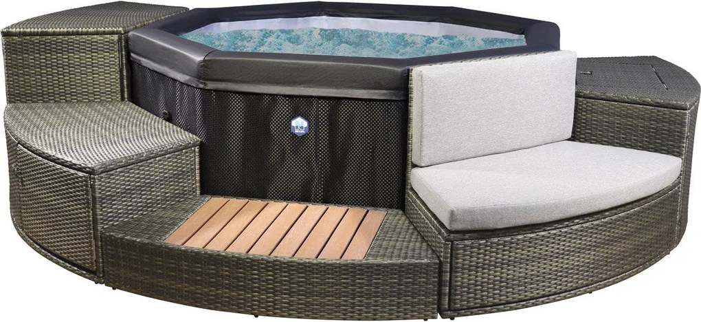 Vasca Idromassaggio da Esterno Semirigida Riscaldata 4+2 Posti con Mobili Ø193x73 cm NetSpa Octopus Marrone...