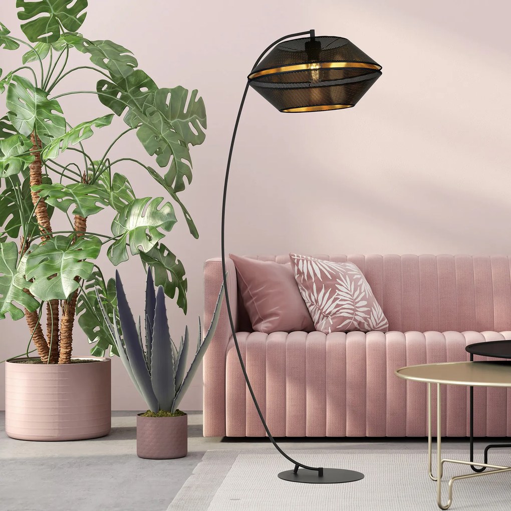 Piantana Moderno Enea Acciaio Nero 1 Luce E27 Ip20