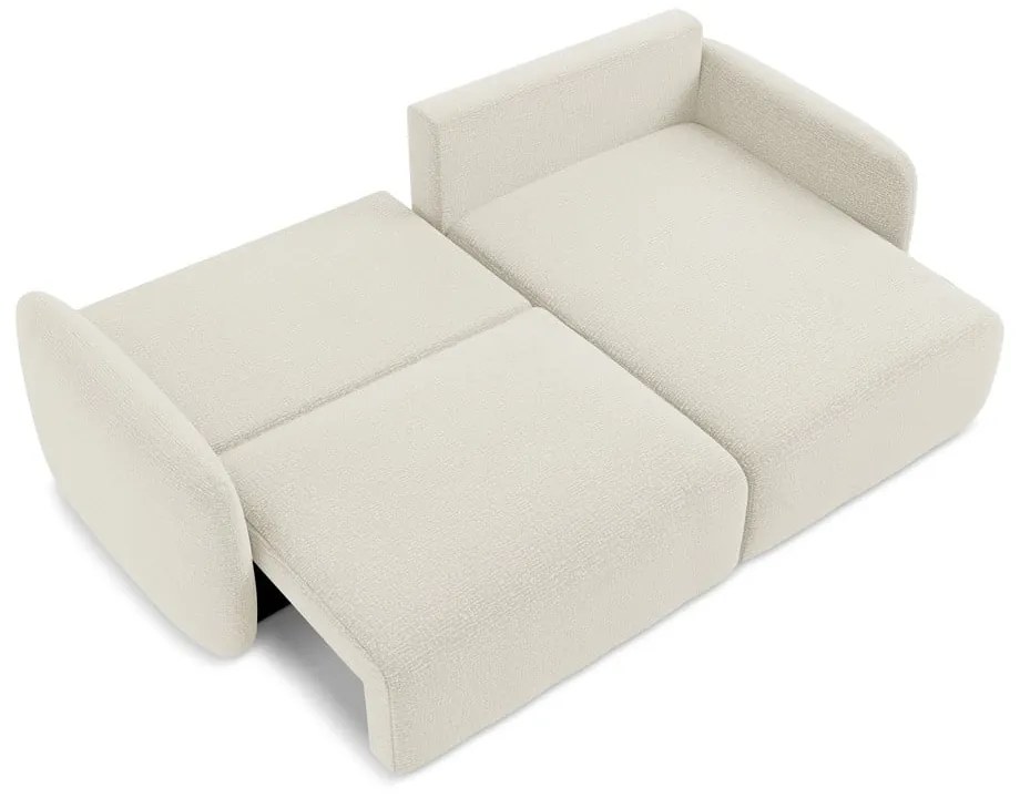 Divano angolare color crema allungabile/con contenitore (con penisola a destra) Kalena – Makamii