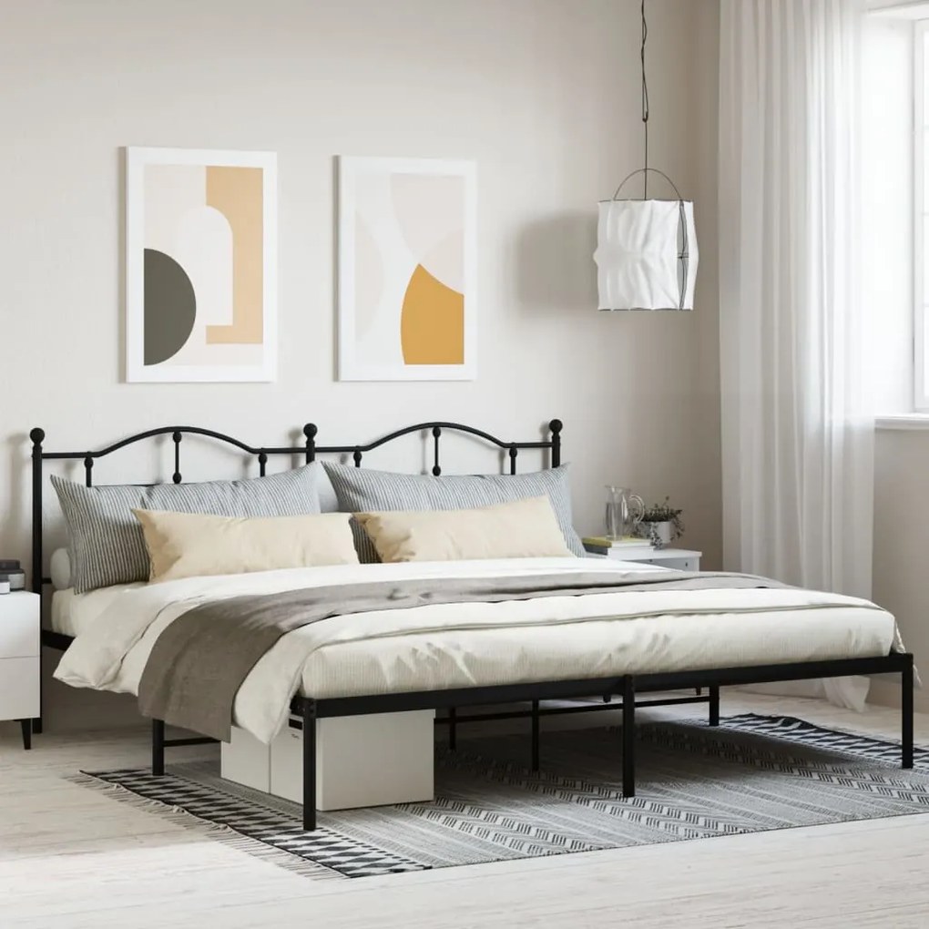 Giroletto Con Testiera İn Metallo Nero 200x200 Cm /