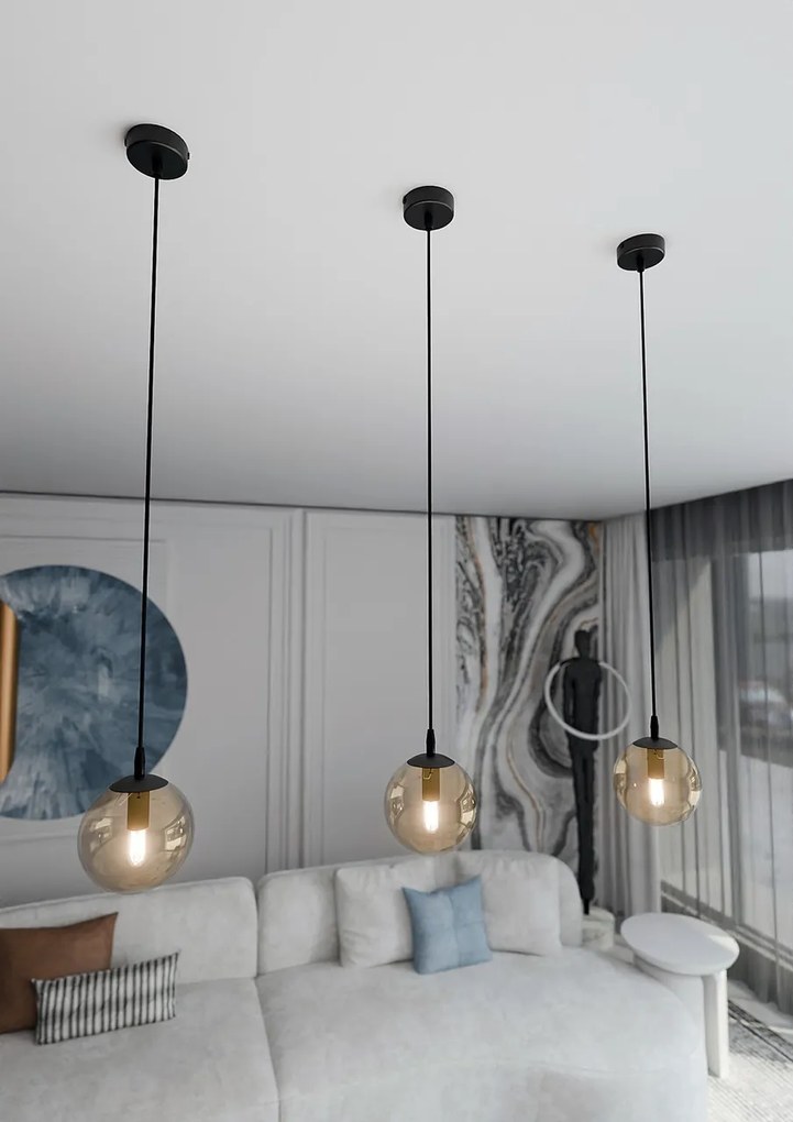 Lampada a sospensione COSMO 1 BL in acciaio e vetro E14