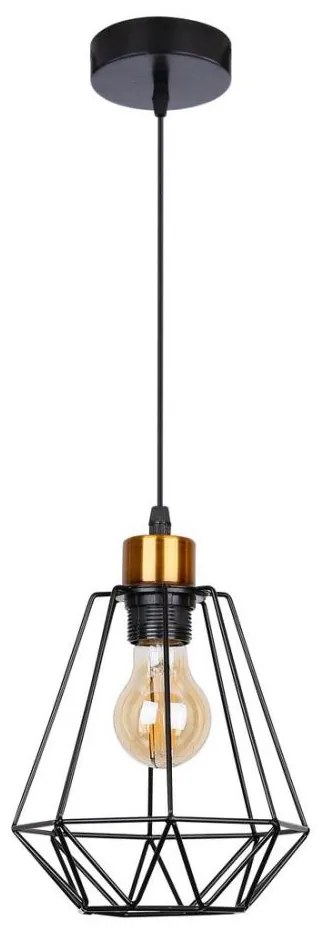 Lampadario a sospensione con filo PRIMO 1xE27/60W/230V nero/oro