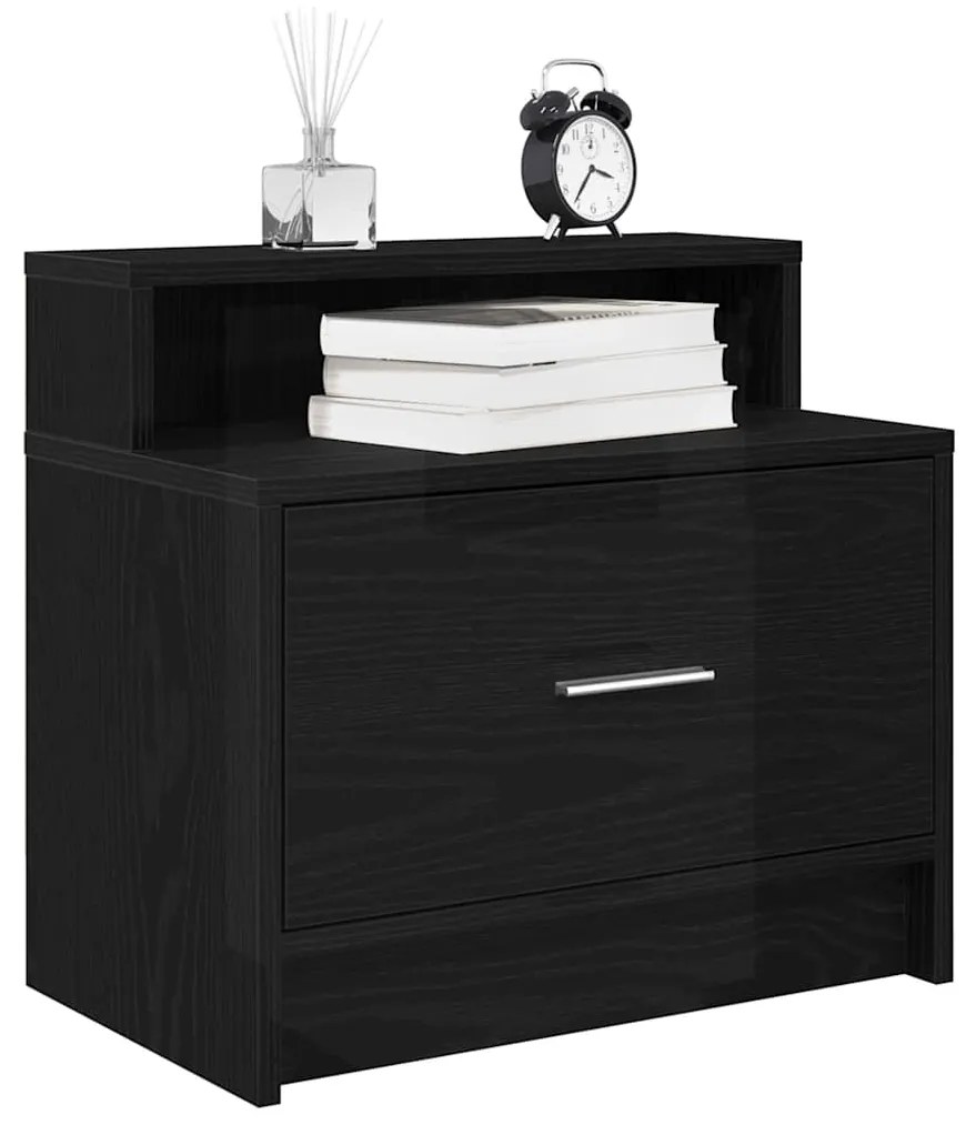 Comodino Con Cassetto Rovere Nero 51x31x47 Cm /