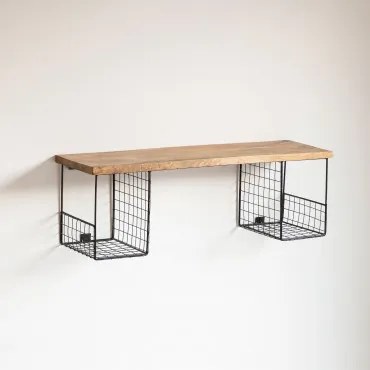 Mensola con portaoggetti Narton legno di teak - Sklum