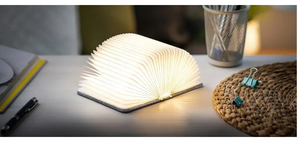 Decorazione luminosa grigia con ricarica USB Booklight – Gingko