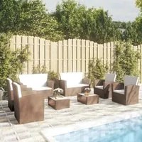 Set Divani da Giardino 8 pz con Cuscini in Polyrattan Marrone 3095943