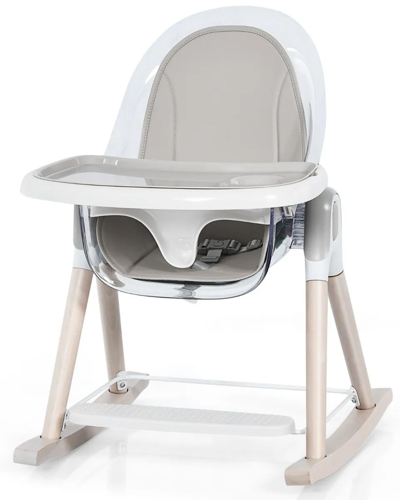 Costway Seggiolone convertibile per bambini con altezza regolabile, Sedia 3 in 1 di legno per mangiare per casa Grigio