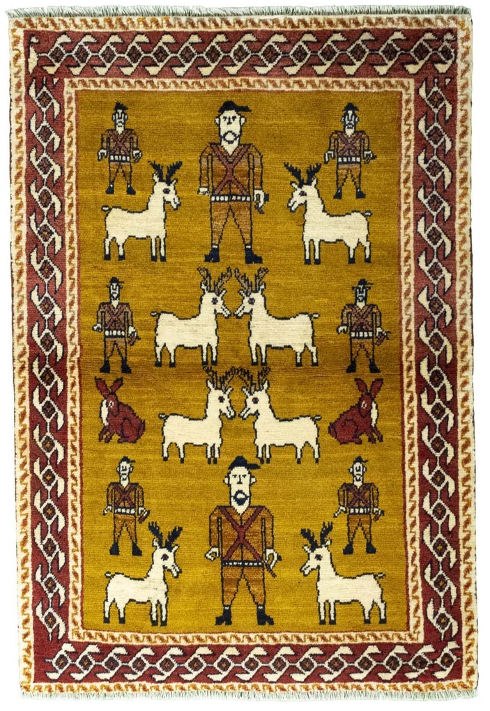 Gabbeh Tappeto persiano 100 x 150 Giallo (Iran) Annodato A Mano