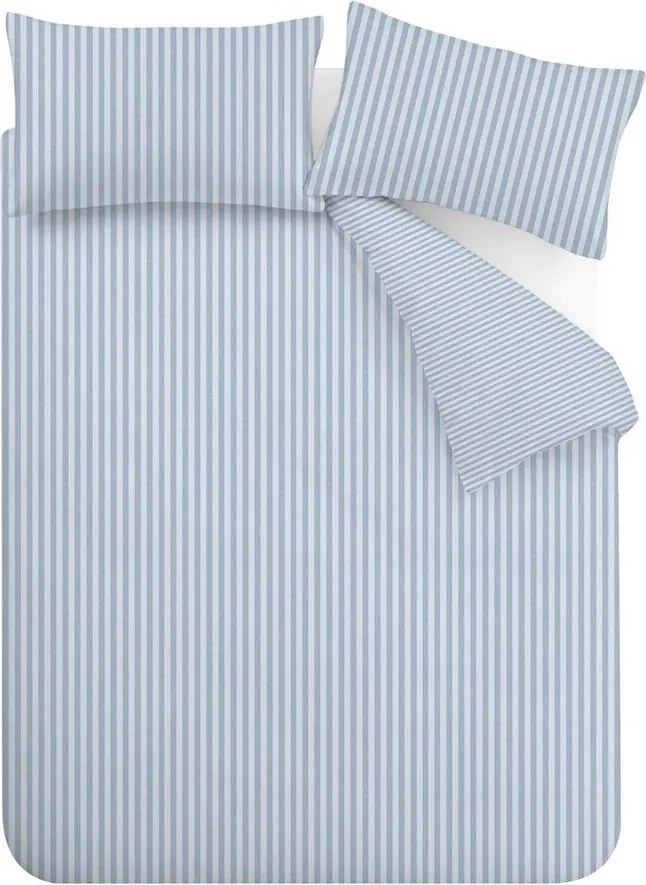 Set copripiumino e federa blu per letto matrimoniale 3 pezzi 200x200 cm Epping Textured Stripe – Catherine Lansfield