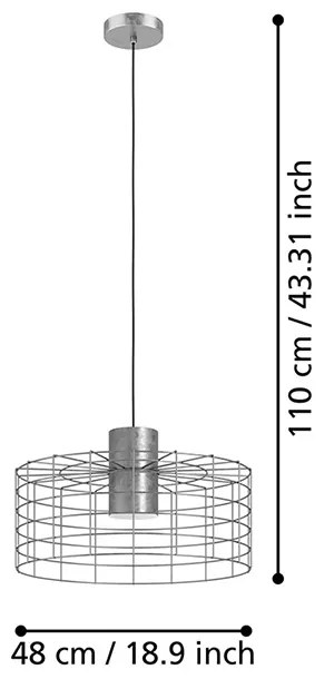 Lampadario Industrial Milligan 1 Luce Acciaio Grigio