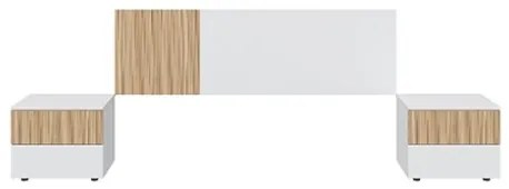 Testiera + 2 Comodini Ethna 0E6070A Bianco Artik E Rovere Natur Listato