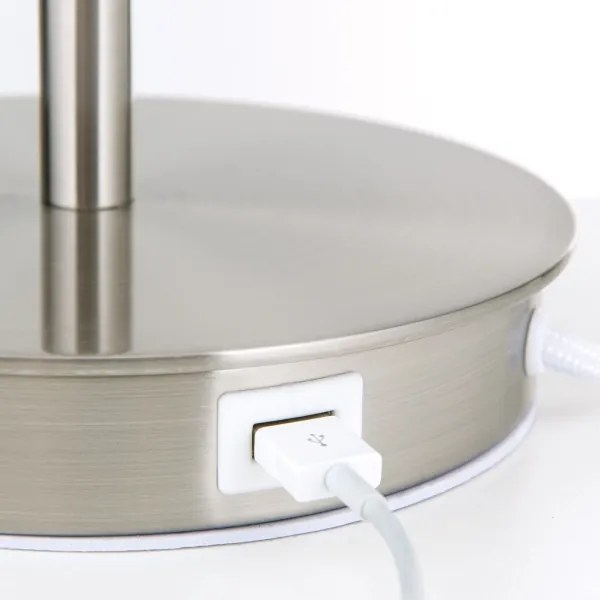 Orion LA 4-1205/1 - Lampada da tavolo con porta USB LUDWIG 1xE27/40W/230V bianco/cromo