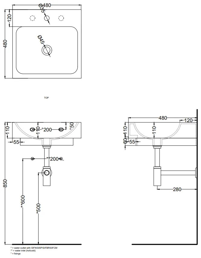 Cielo Smile Square Lavabo 48x48 Da Appoggio Semincasso O Sospeso Con Troppopieno In Ceramica Bianco Lucido