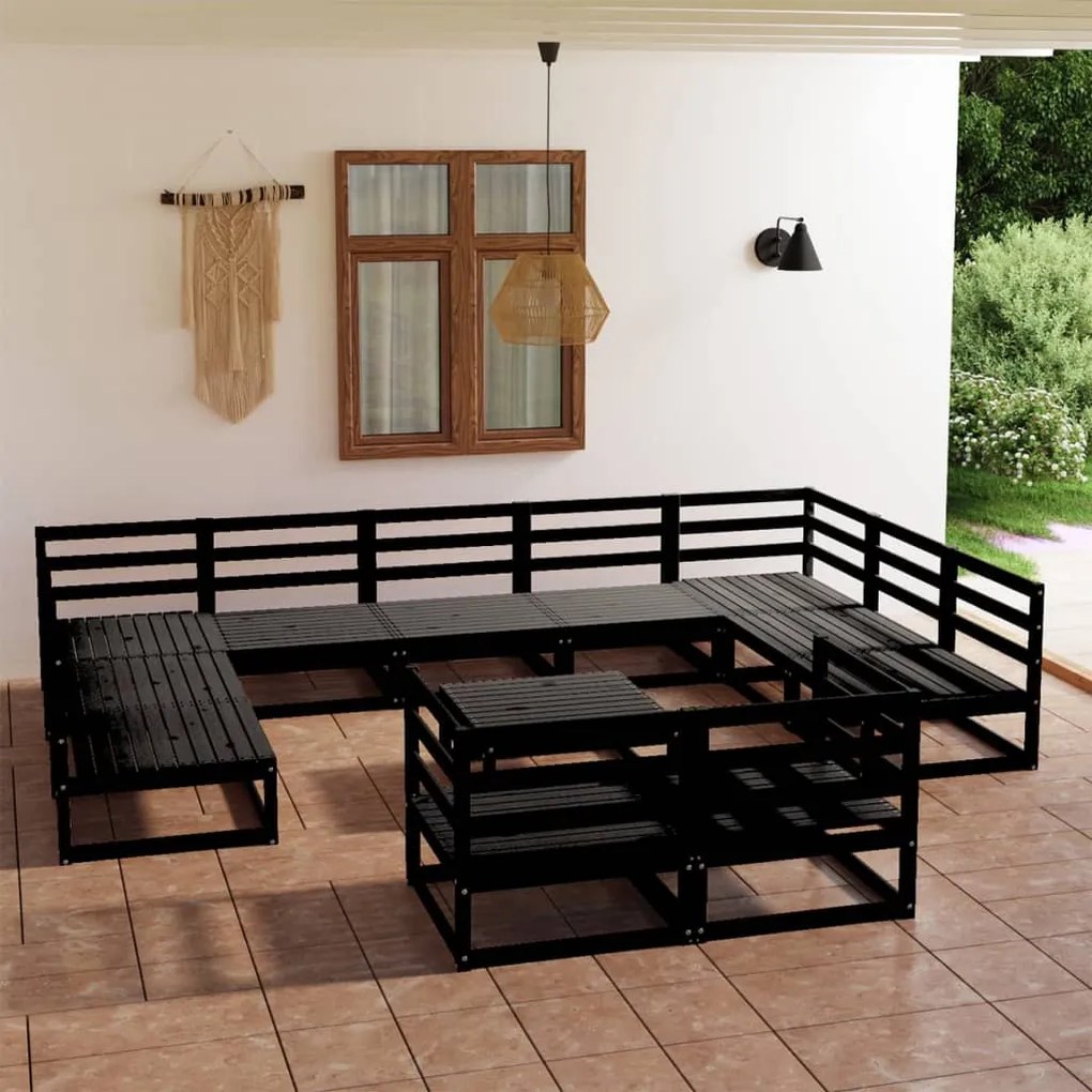 Set divani da giardino 12 pz in legno massello di pino