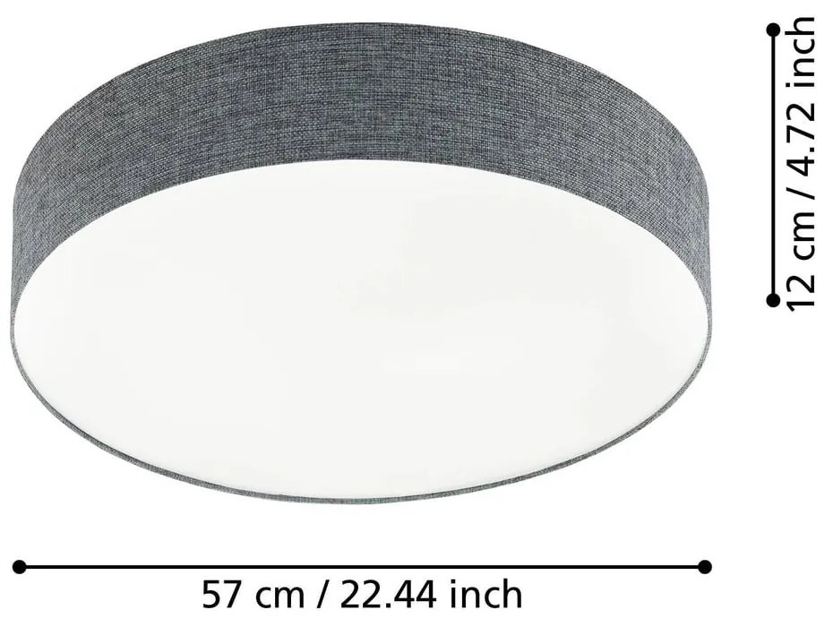 Plafoniera LED grigia con paralume in tessuto ROMAO – EGLO