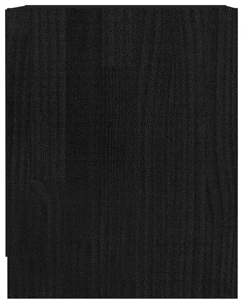 Comodino Nero 35,5x33,5x41,5 cm in Legno Massello di Pino