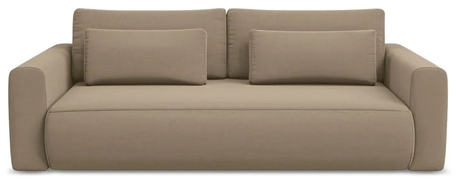 Divano marrone chiaro allungabile/con contenitore con rivestimento in velluto 238 cm Kapua – Makamii