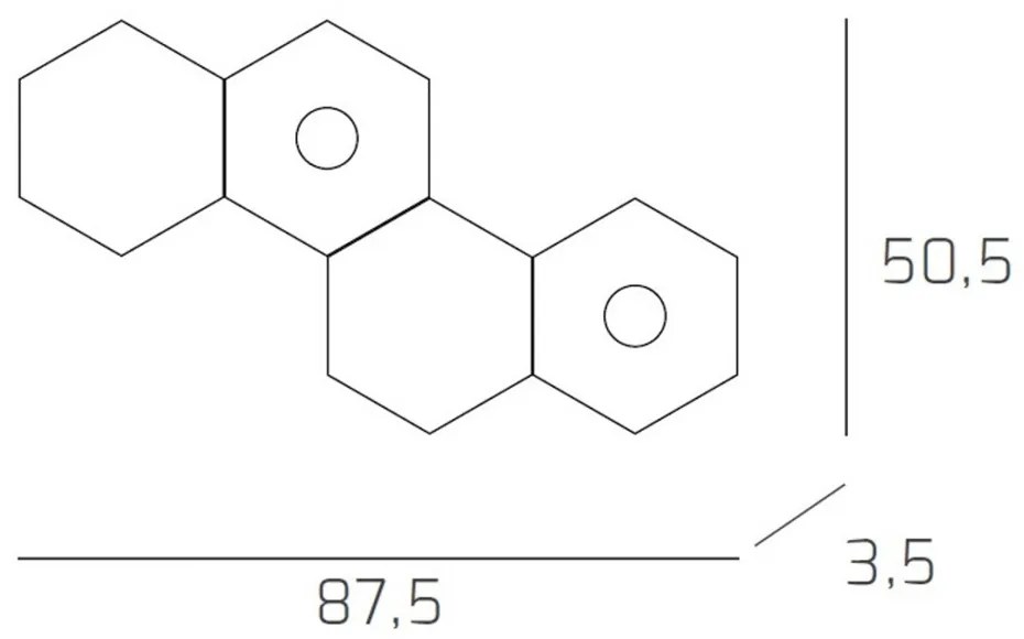 Plafoniera Moderna 4 Moduli Hexagon Metallo Foglia Argento 2 Luci Led 12X2W