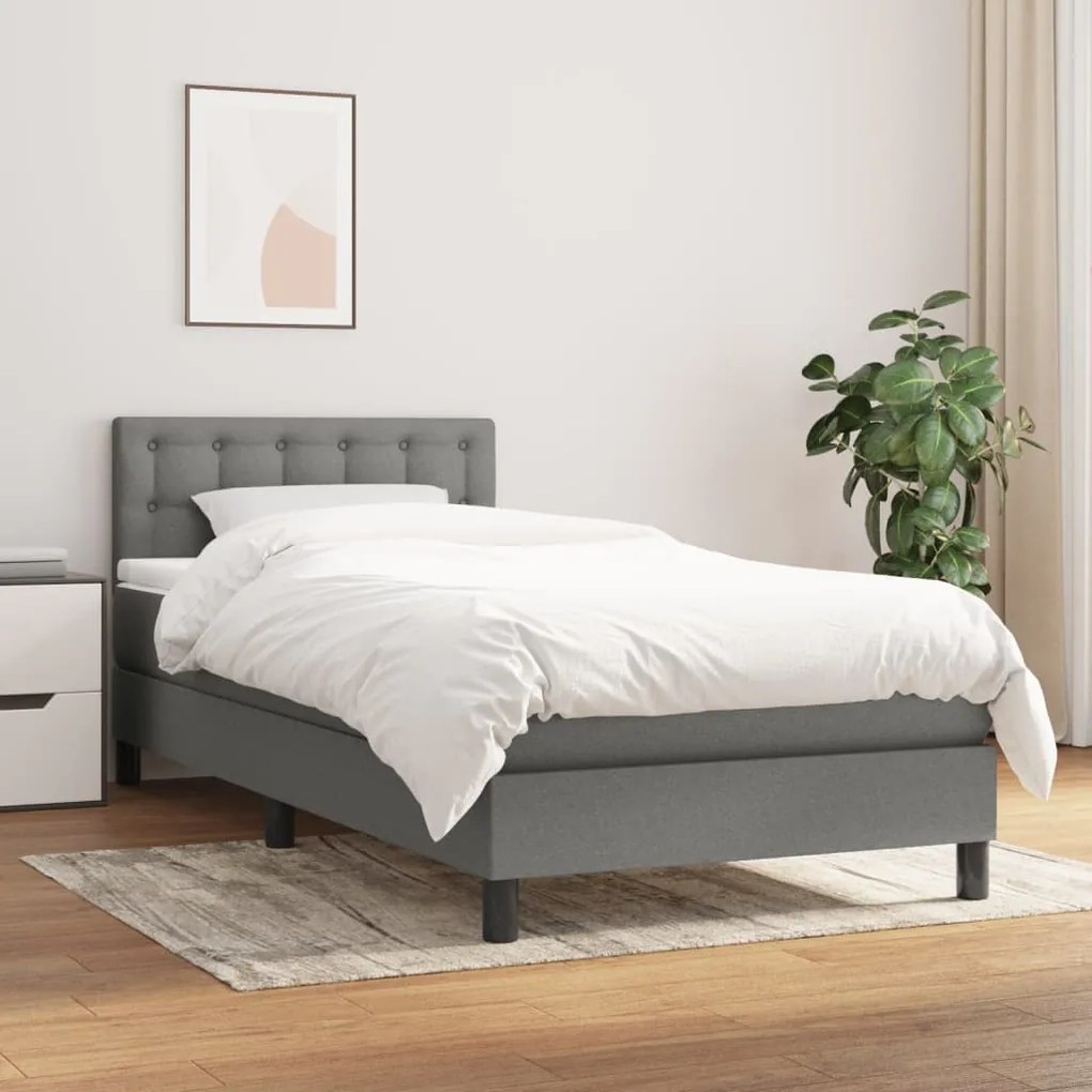 Giroletto A Molle Con Materasso Grigio Scuro 100x200 Cm Tessuto /