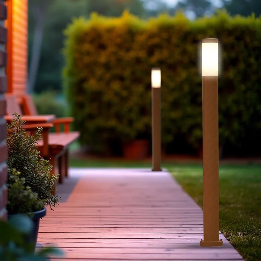 Paletto da Giardino 100cm, CORTEN, IK06, IP54, base E27 Dimensione Altezza: 100 cm