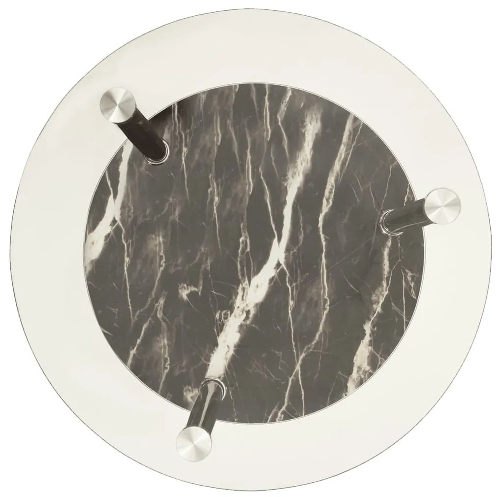 322789 2-tier side table transparent & black 38 cm tempered glass
