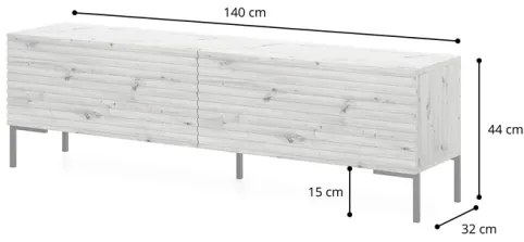 Mobile TV 140 Cm Listellato 2 Ante Tortora Piedini Oro Zenith