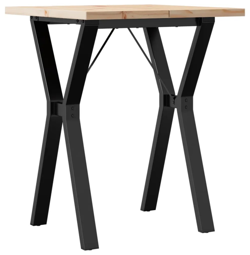 Tavolo da pranzo telaio a y 60x60x75,5 cm massello pino e ghisa