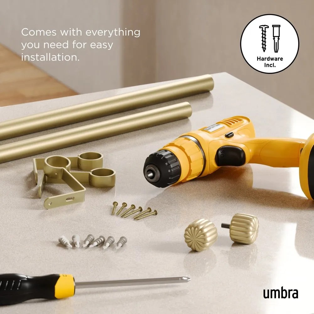 Bastone per tende oro opaco in acciaio regolabile 168 - 305 cm Cleo – Umbra