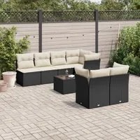 Set Divani da Giardino con Cuscini 8 pz Nero in Polyrattan 3249135