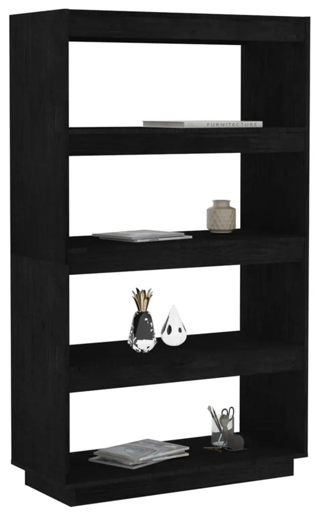 Libreria/divisorio nero 80x35x135 cm in legno massello di pino