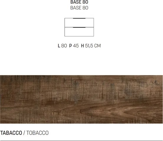 Mobile sospeso bagno 80 cm in nobilitato BALI Tabacco