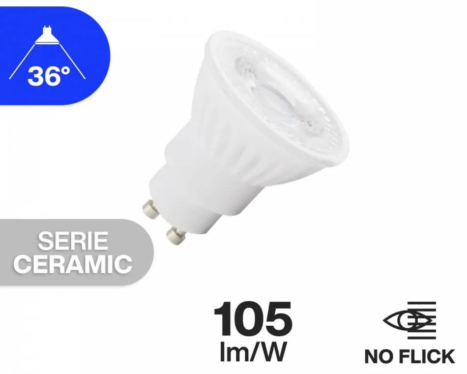 Lampada LED GU10 9W, angolo 36°, Ceramic, 105lm/W - No Flickering Colore  Bianco Naturale 4.000K