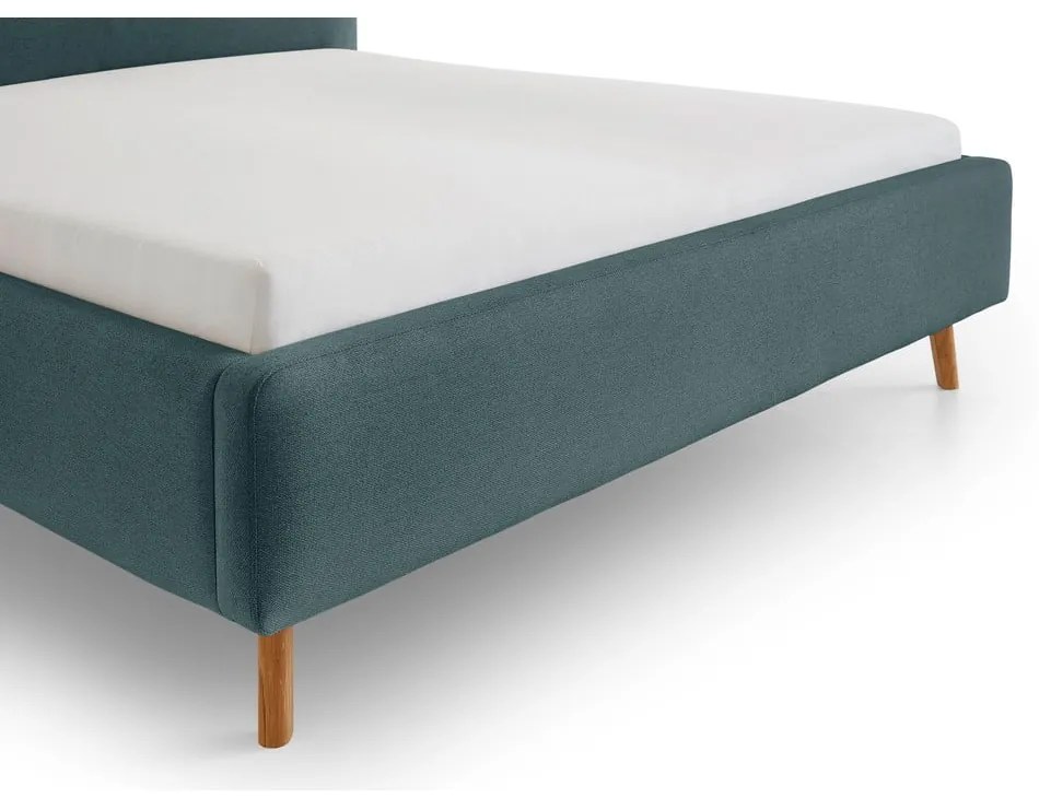 Letto matrimoniale imbottito blu con contenitore con rete inclusa 160x200 cm Mattis – Meise Möbel