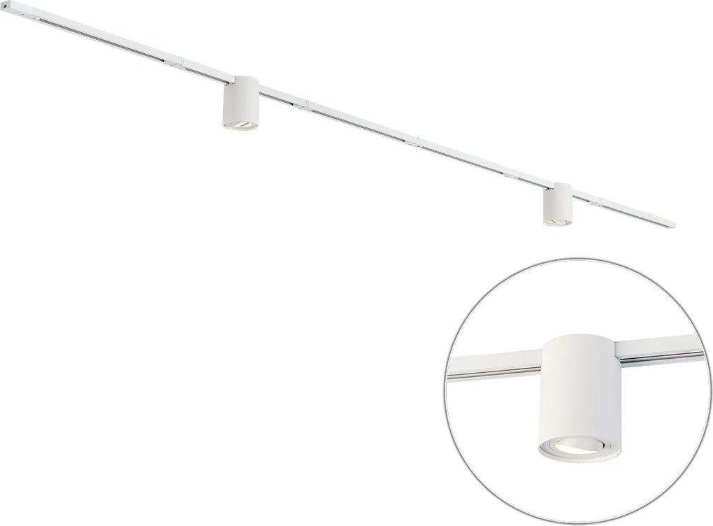 Sistema di illuminazione a binario moderno bianco con 2 faretti monofase - Iconic Rondoo Up