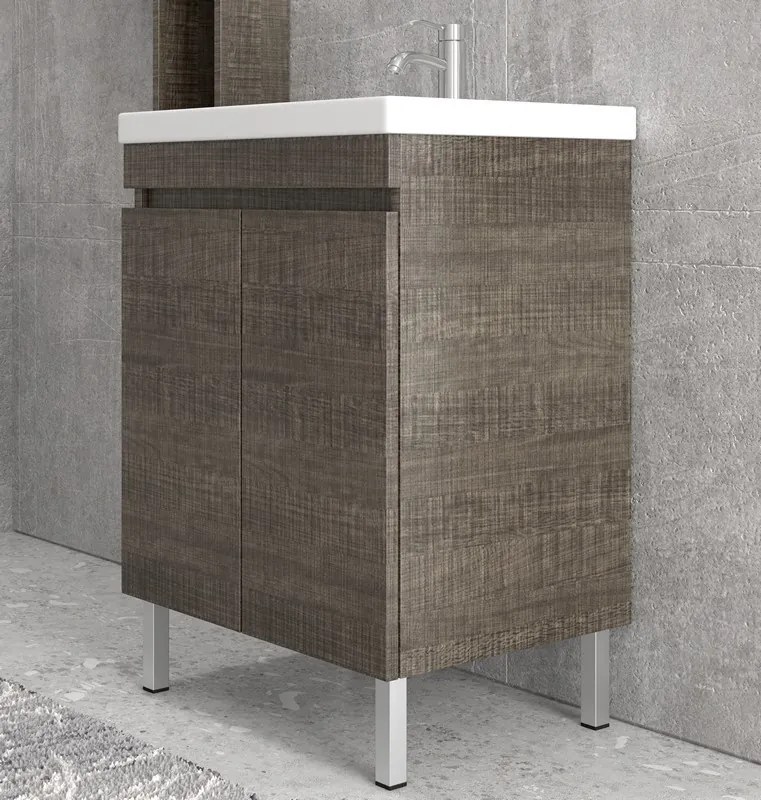 Mobile bagno a terra 80 cm lavabo integrato e due ante SV-80T - KAMALU