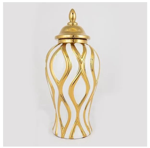 Vaso in ceramica 42,6x18,8 cm oro/bianco