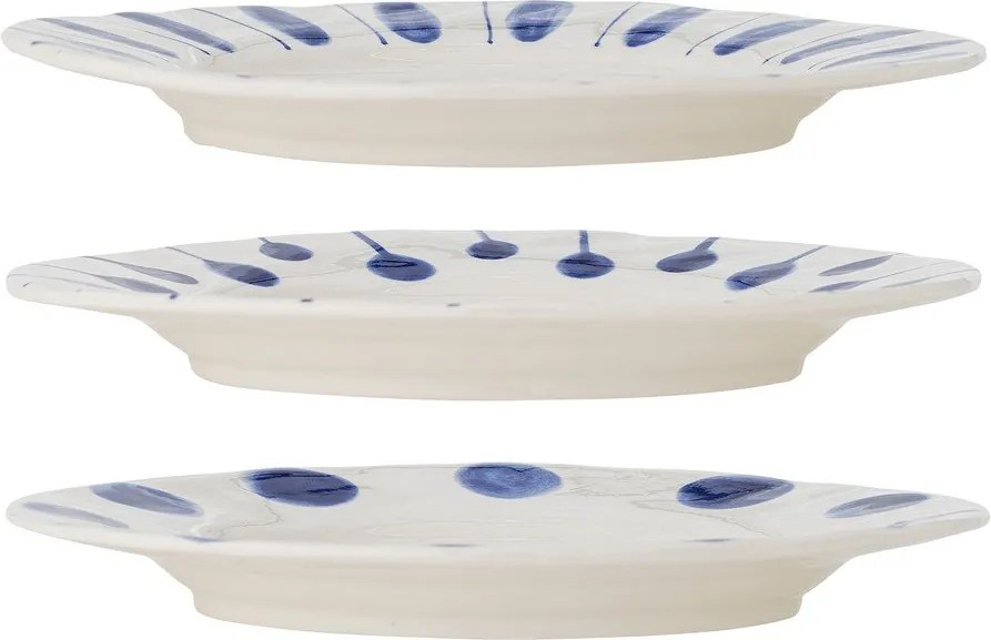 Set di piatti bianchi/blu in gres 3 pz ø 28 cm Linora – Bloomingville