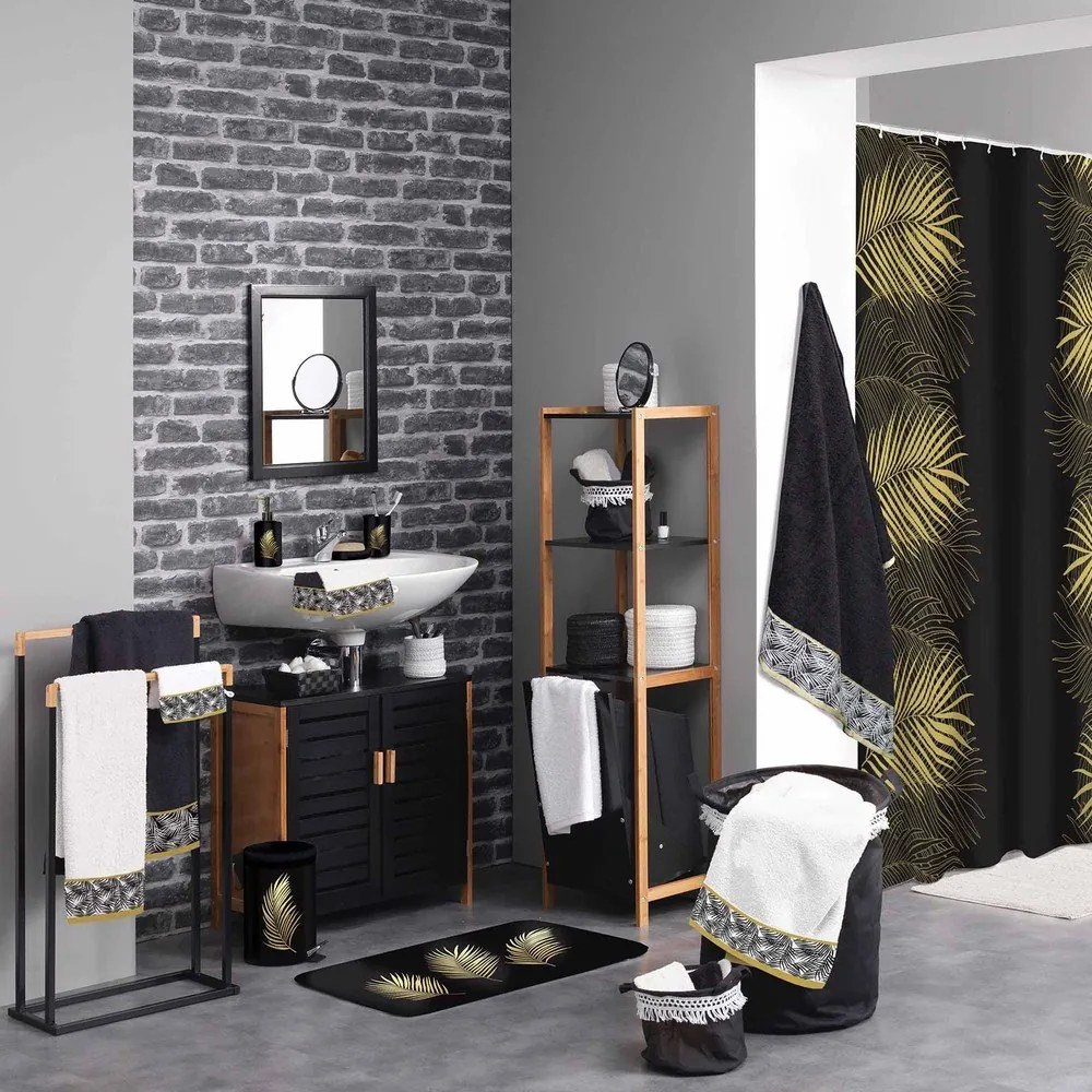 Tappetino per il bagno nero e dorato 45x75 cm Orbella – douceur d'intérieur