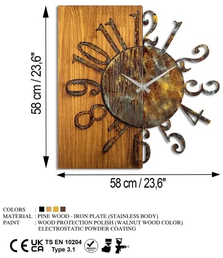Orologio da parete 58x58 cm 1xAA legno/metallo