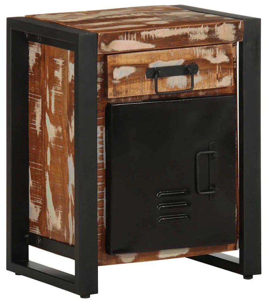 Comodino Multicolore 40x30x50 Cm İn Legno Massello Recupero /