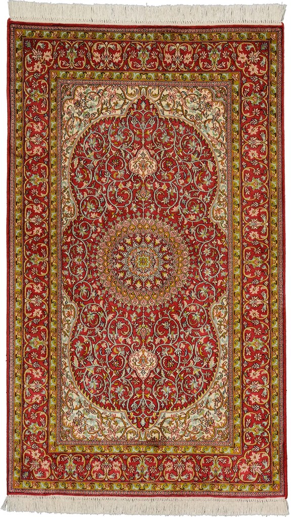 Cashmere Silk Tappeto 90 x 160 Rosso (Indian) Annodato A Mano