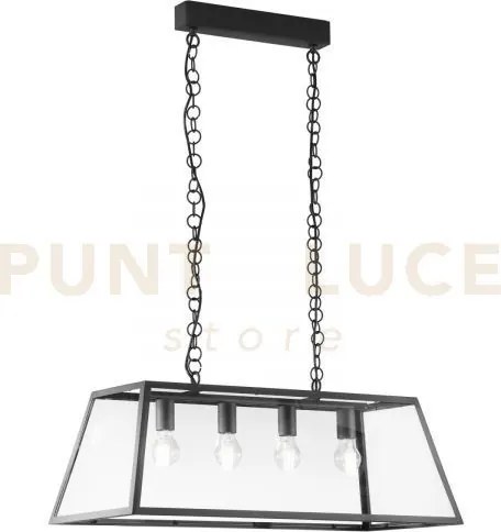 Lampadario a sospensione lexington  nera 4 luci attacco e27 80x35x1...
