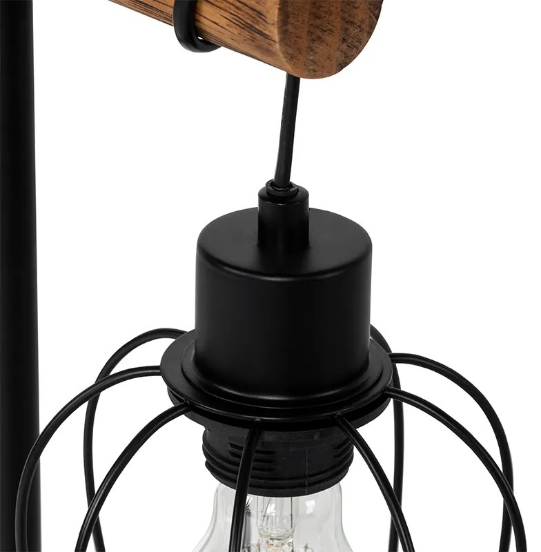 Lampada da tavolo rustica nera con legno - Stronk