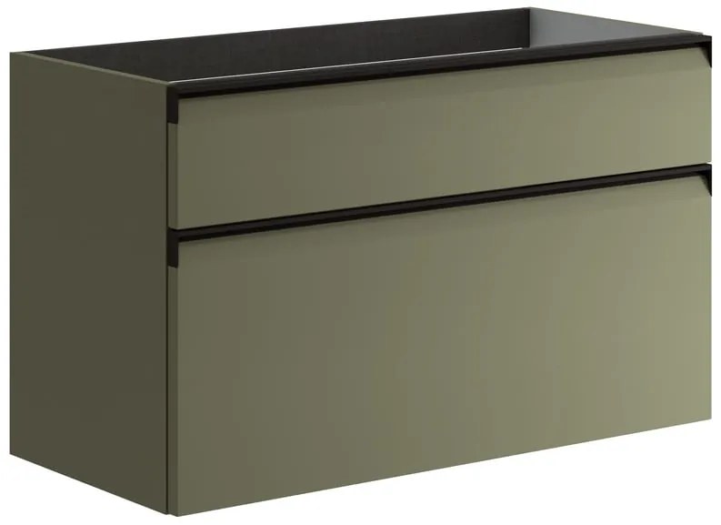 Mobile da bagno sospeso sotto lavabo Fusion L 99.5 x H 60 x P 45.5 cm verde salvia opaco, 2 cassetti