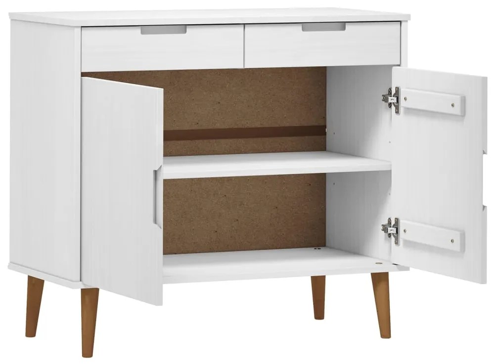 Credenza molde bianca 90x40x80 cm in legno massello di pino