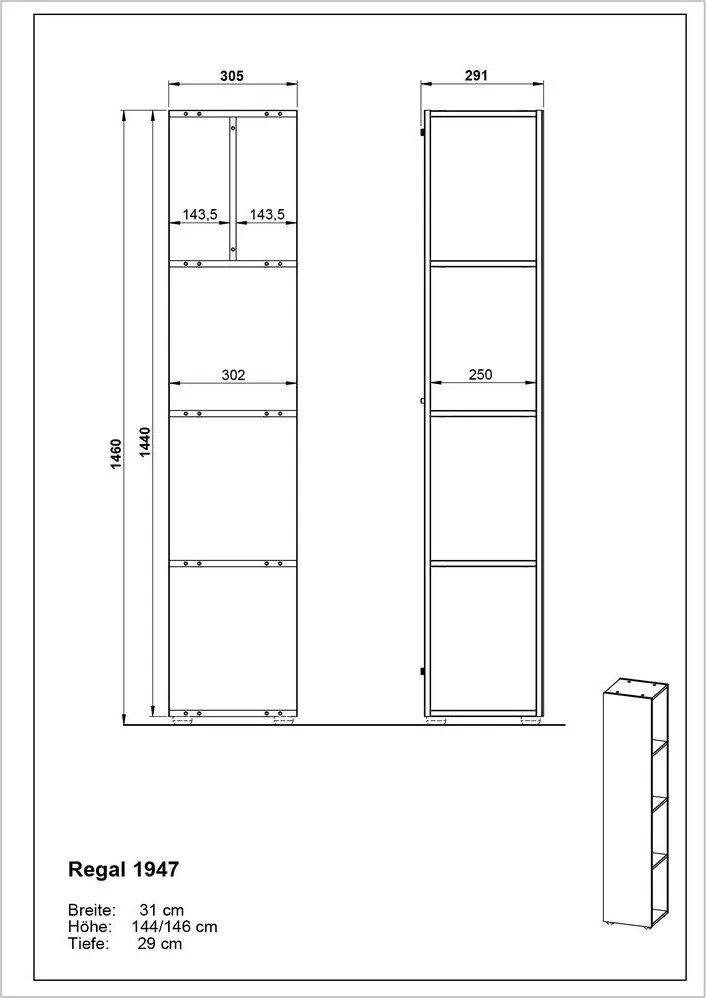 Mobile bagno antracite 31x144 cm Vasio - Germania